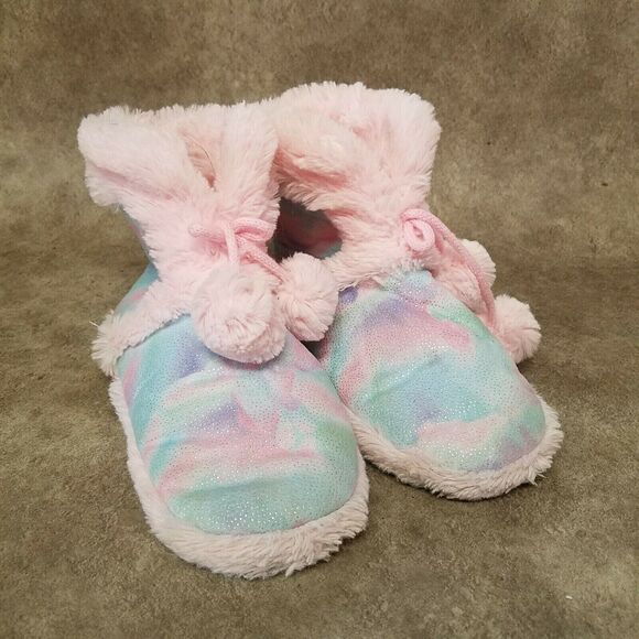 Falls Creek Girls   Size 1-2 Pink Blue Fabric Pull On Ankle Boot Slippers - Picture 10 of 10